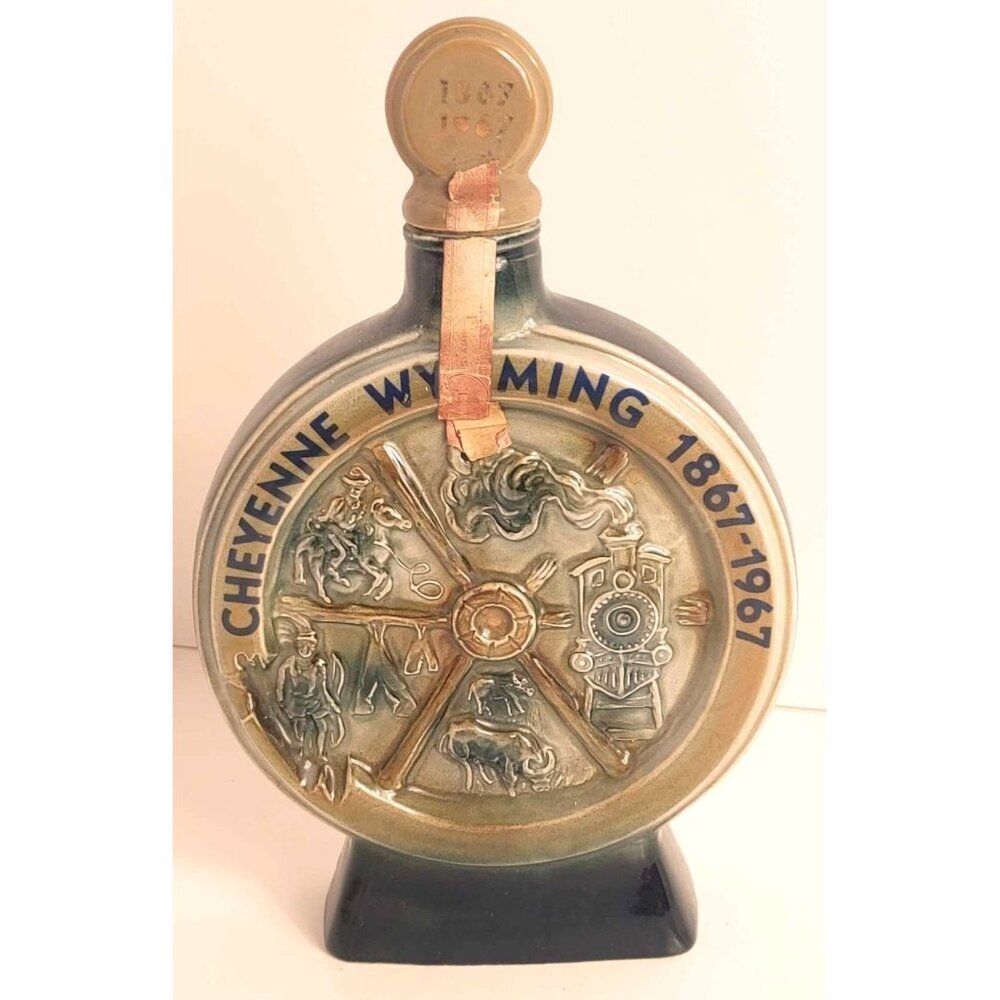 Cheyenne Wyoming Centennial 1867-1967 Commemorative Ceramic Decanter Bottle